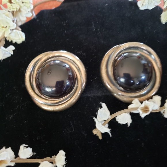Jewelry - Large vintage black silver tone earrings Jewelry - Large vintage black silver tone earrings